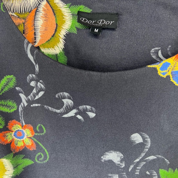 Dor Dor Couture Dress blue/gray floral suede like - size Medium - Picture 7 of 7